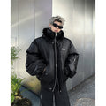 PU Leather Hooded Cotton Coat Jacket Warm And Loose Top
