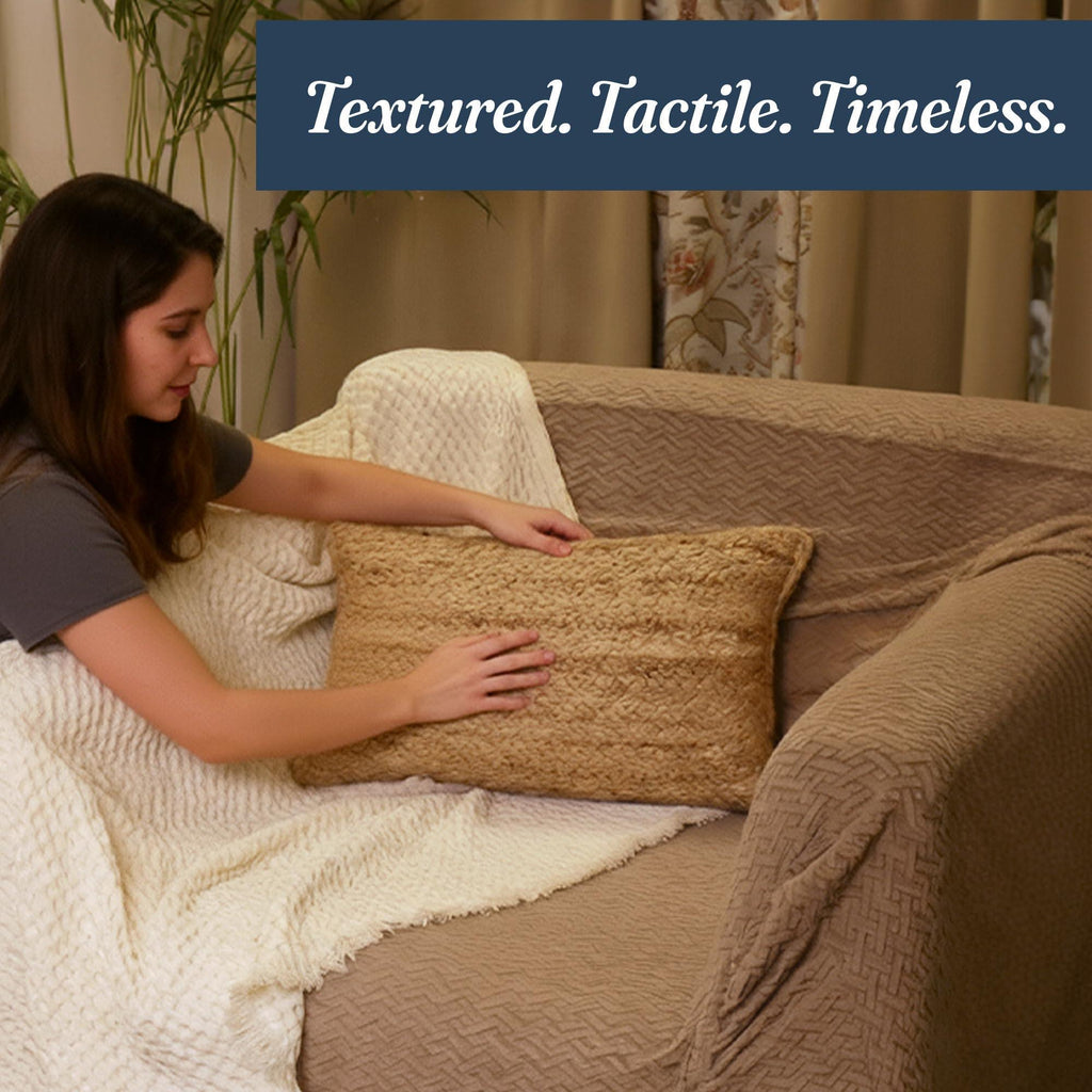 Jute Throw Pillow Covers 20x12 Inch Braided Hand Woven Decorative Pillow Cover for Couch Boho Jute Decor Living Room Decor Natural 1Pc Indoor Outdoor Pillow Cover