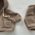 Children's Soft Plush Suit Boys And Girls Warm And Thick Hooded Sweater Pants Two-piece Suit