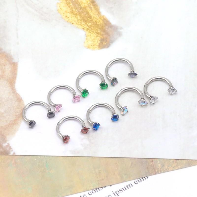 Piercing Jewelry Round Double-Zircon Nose Ring