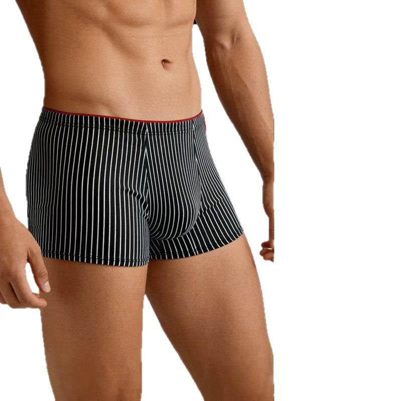 Striped Antibacterial Breathable Mid Rise Plus Size Mens Underwear