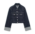 New Women's Hemming Sleeve Denim Jacket Coat Trousers