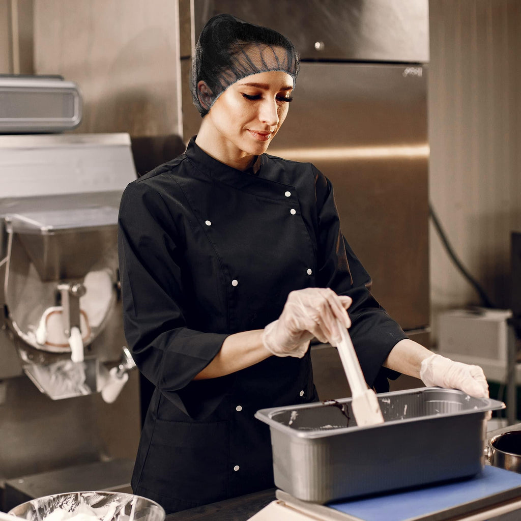 Black Disposable Hair Net 28 Inch 100 Pack Micro Nylon Bouffant Hair Nets. Bouffant Caps Disposable with Elastic Edge Stretchable Hairnets for Foodservice Industrial Use