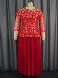 Women's Solid Color Versatile Lace Long Sleeved Pleated Skirt
