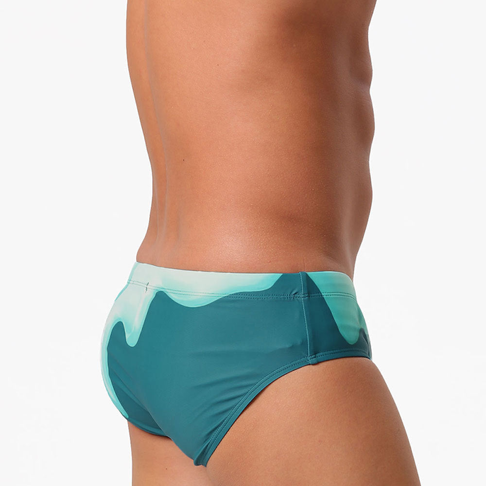 Gradient Flowing-print Triangle Swim Trunks Fashionable