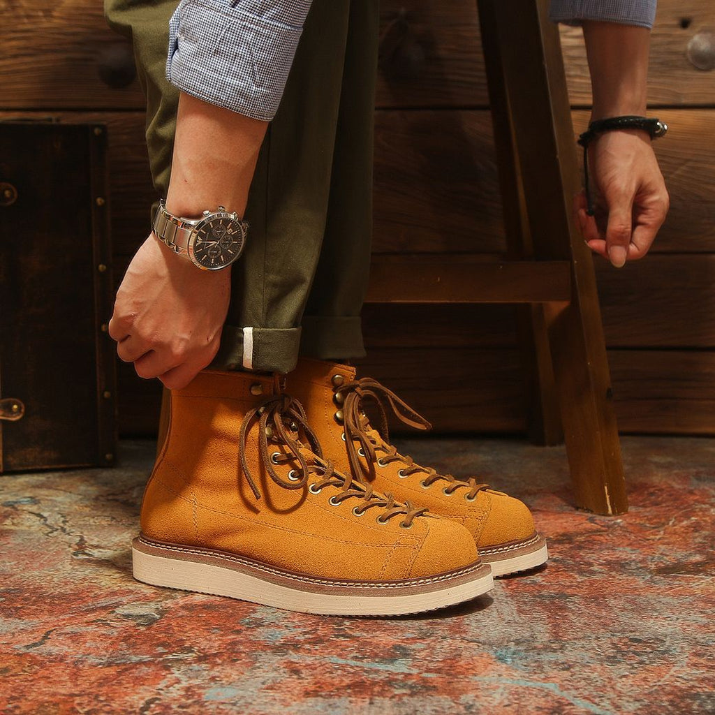 Platform Height-increasing Suede Vintage Breathable High-top Work Boots