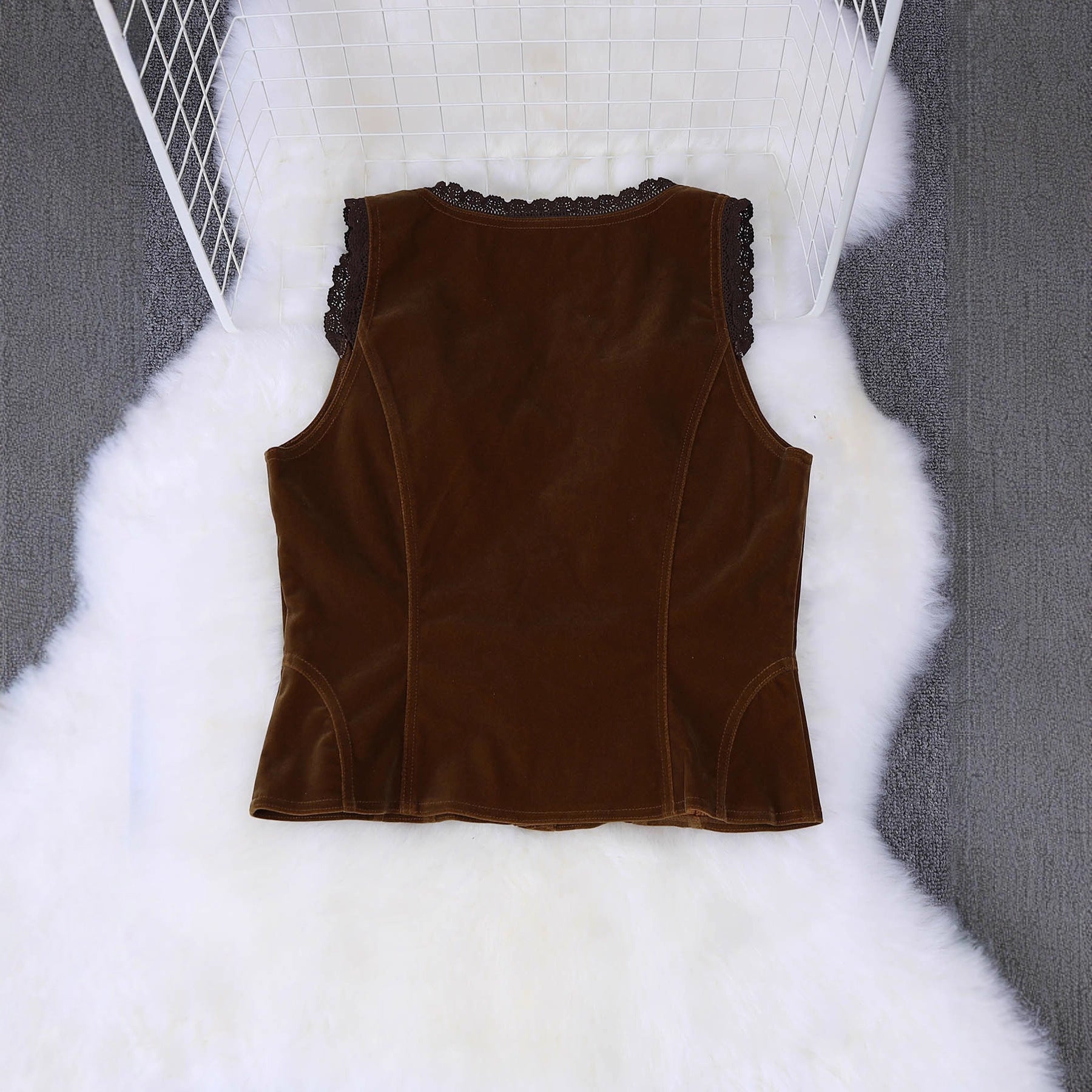 Fashionable Elegant And Sexy Olive-green Buttoned Slim-fit Cardigan Vest