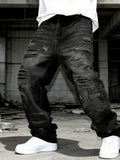 Retro Casual Personalized Patchwork Straight-leg Loose-fit Pants