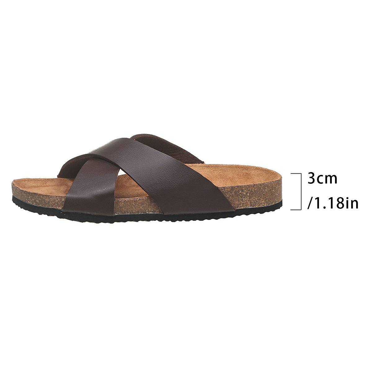 Mens Cork Slippers Cross-strap Sandals Fashionable