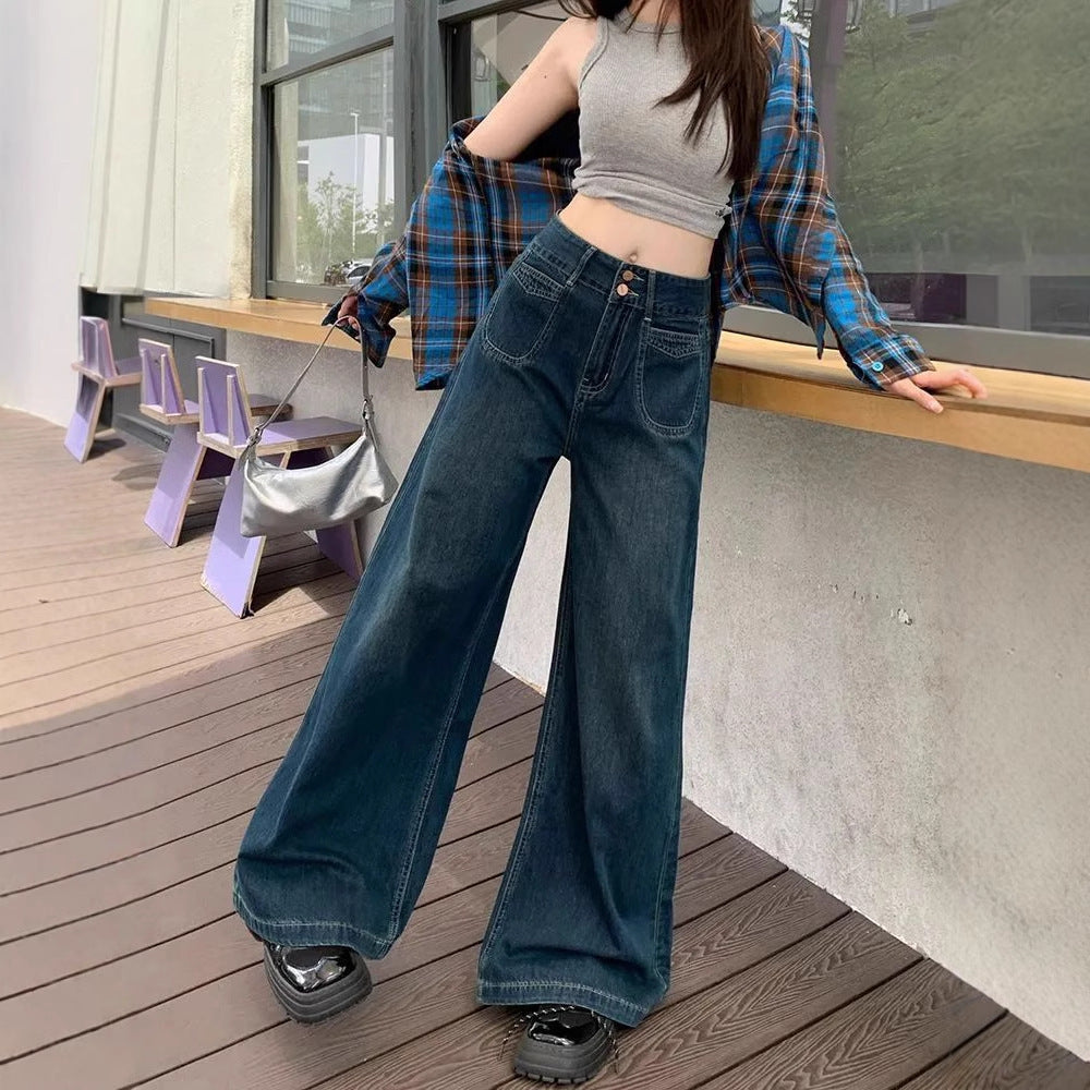 Womens Dark Blue Straight-leg Jeans