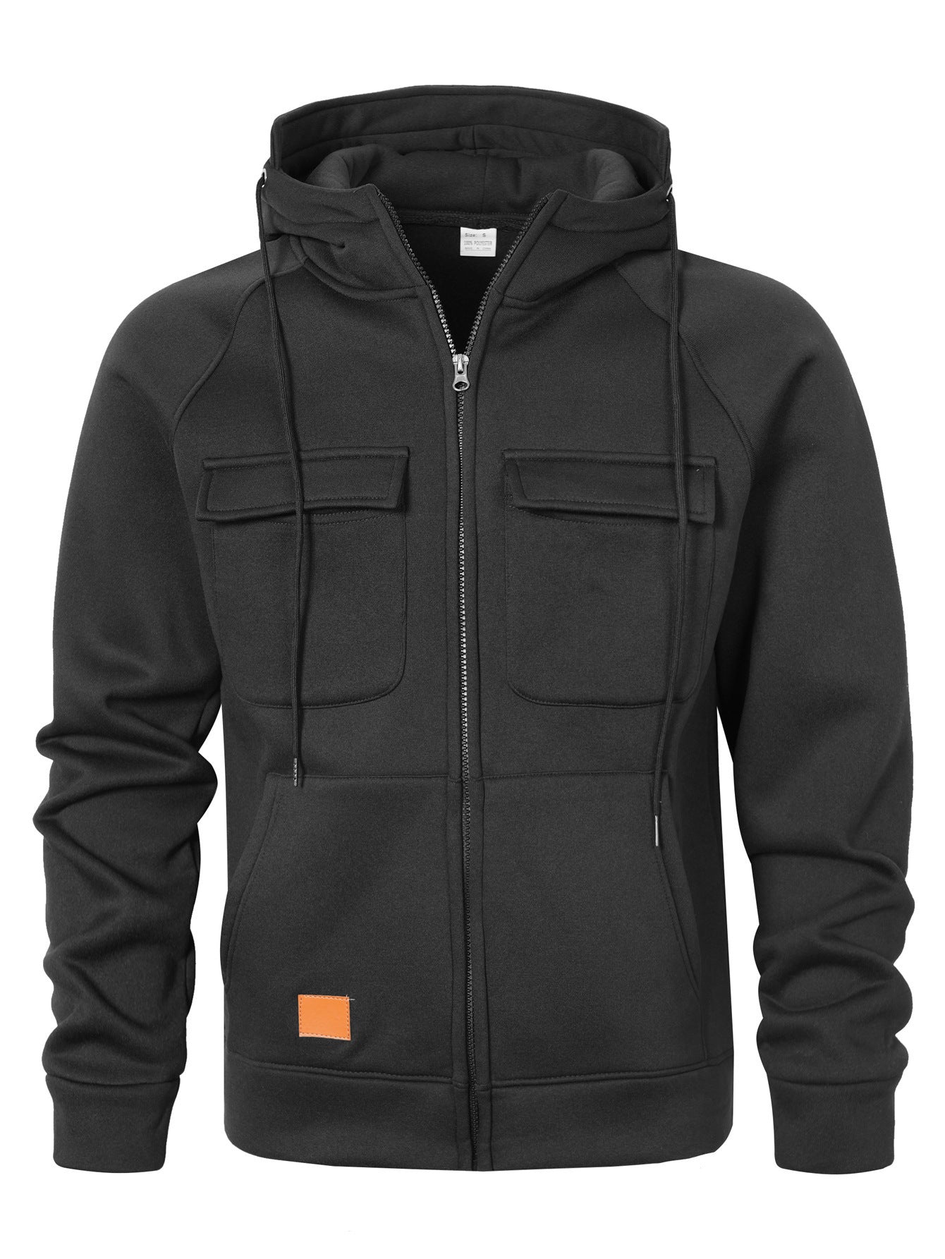 Mens Loose-Fit Hoodie With Multiple Pockets And A Stand-Up Collar