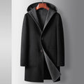 Mens Mid-Length Wool Coat With A Hood Reversible Style