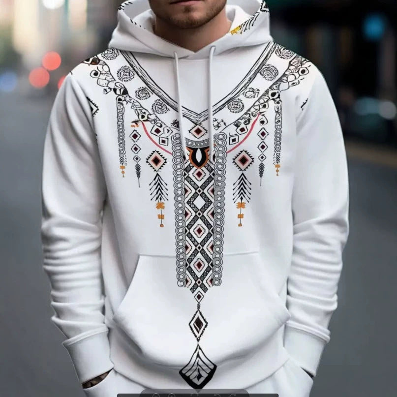 Mens Casual Hooded Long-sleeve Sweatshirt