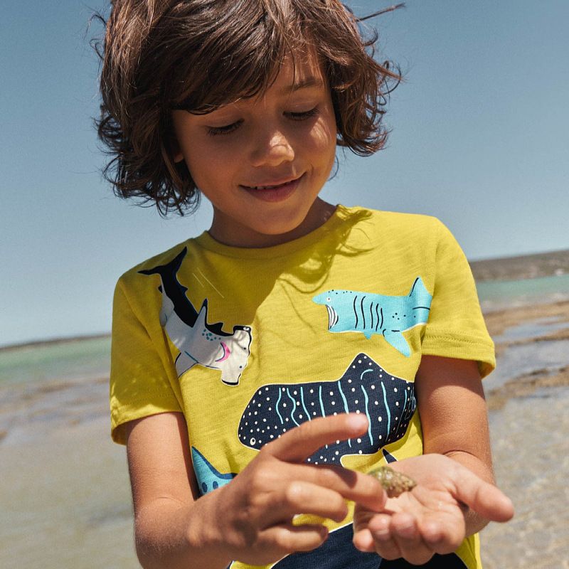 Children's Luminous Shark Pattern Short-sleeved T-shirt