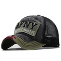 American Retro Distressed Washed Patchwork Lettered Frayed Baseball Cap For Summer, Breathable Outdoor Curved Brim Netted Visor, Trendy And Versatile Casual Hat