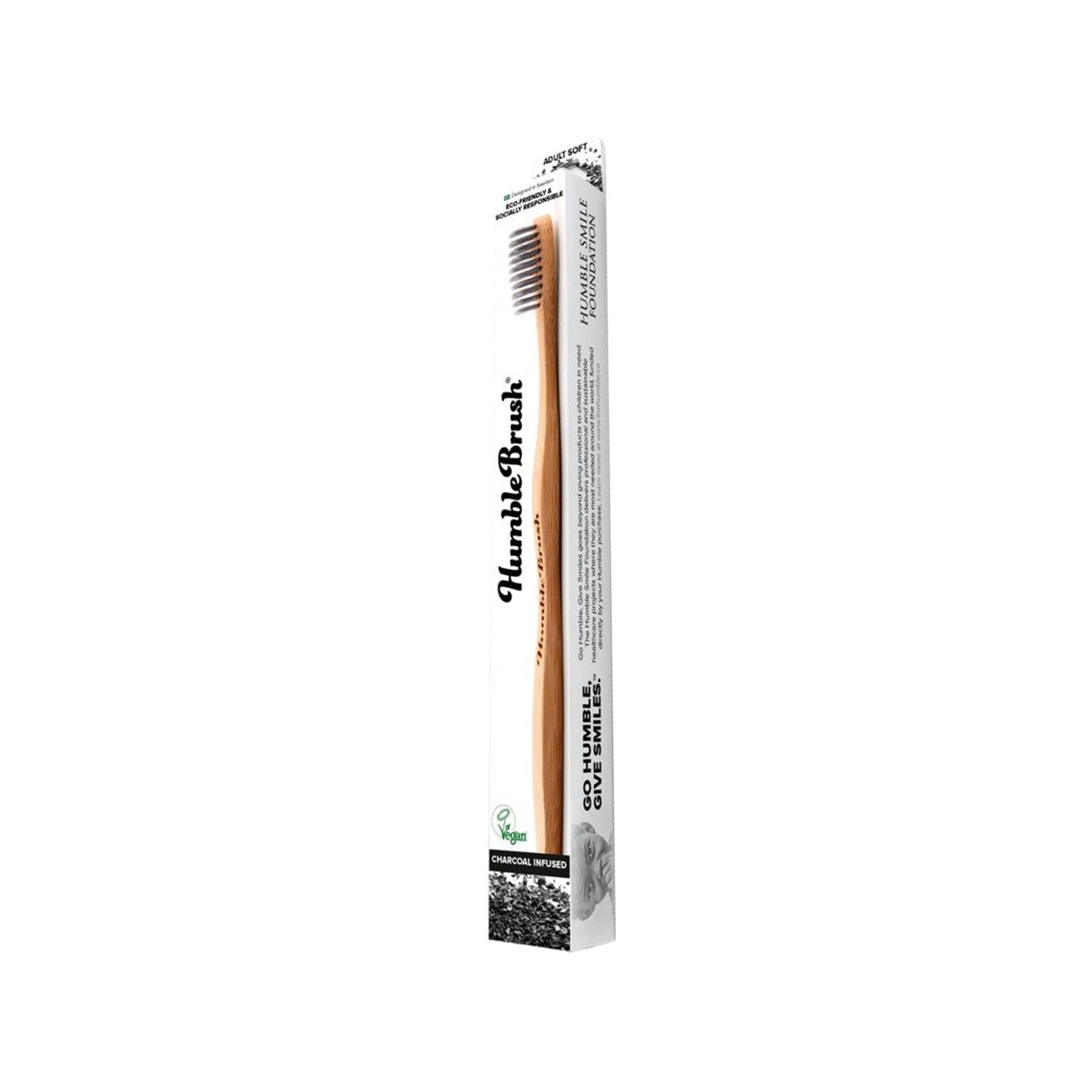 Humble Brush Adult Bamboo Charcoal Toothbrush - Eco-Friendly, Soft Bristles, Sustainable Oral Care