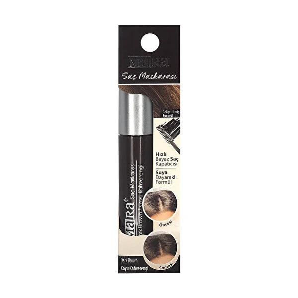 Mara Hair Mascara Dark Brown: Instant Gray Hair Coverage, Root Touch Up, & Temporary Color - For Hair, Eyebrows, Mustache & Beard