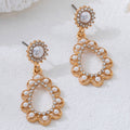 New Arrival Fashion Rhinestone Inlaid Circle Drop Earrings, Premium Unique Pearl Ear Jewelry, Geometric Stud Earrings For Women Daily Wear