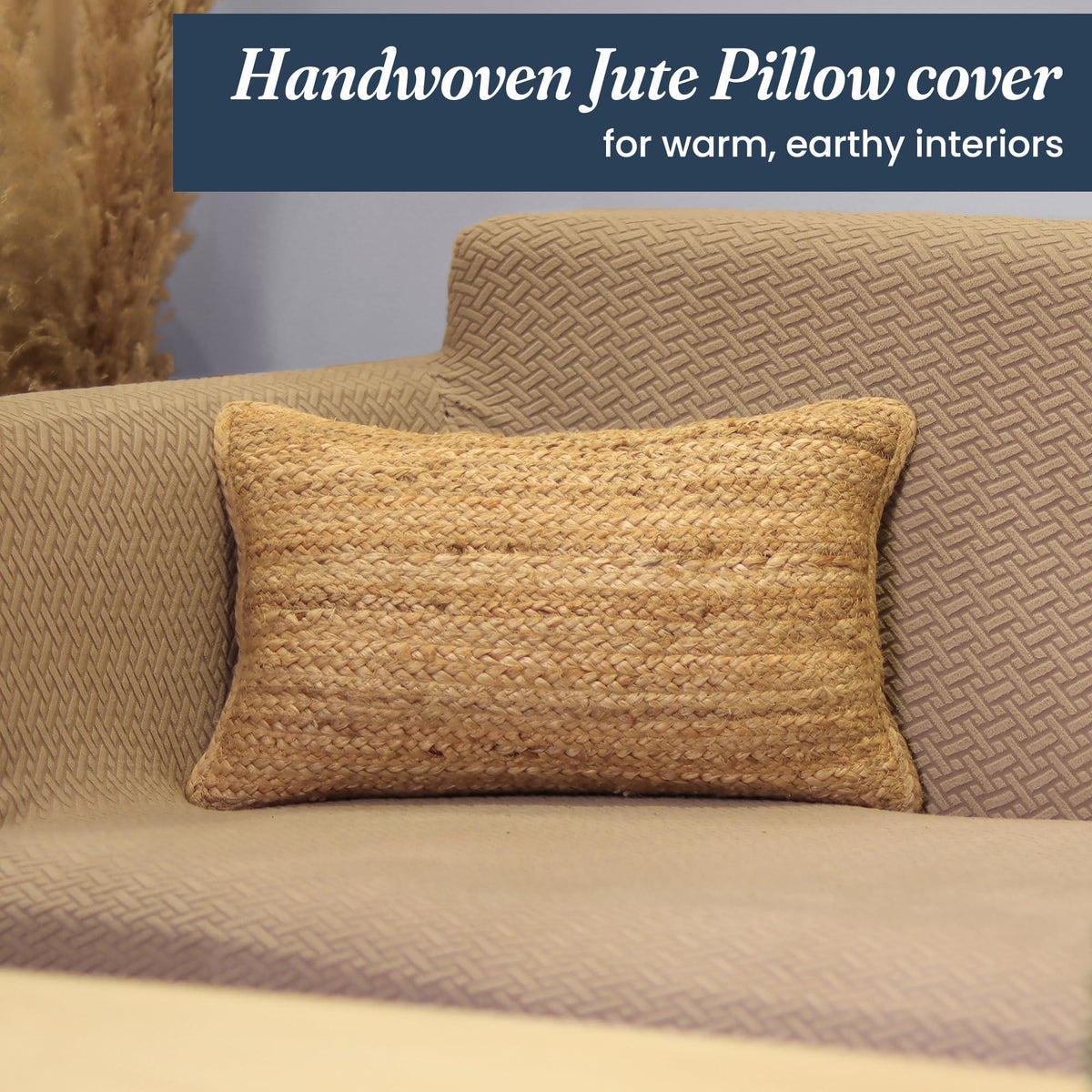 Jute Throw Pillow Covers 20x12 Inch Braided Hand Woven Decorative Pillow Cover for Couch Boho Jute Decor Living Room Decor Natural 1Pc Indoor Outdoor Pillow Cover