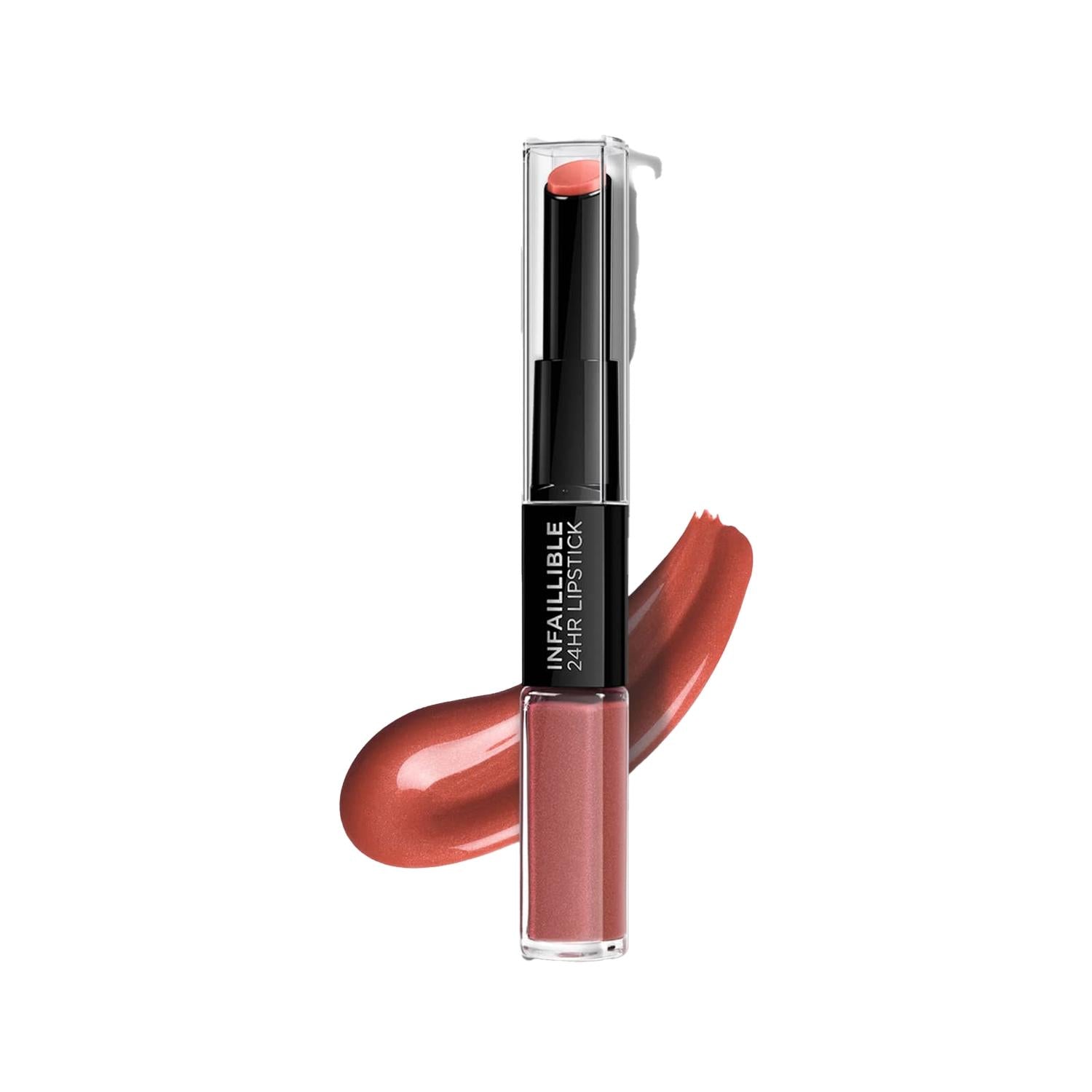 Loreal Paris Infaillible 2-Step 24-Hour Long-Lasting Liquid Lipstick and Balm Combo - 312 Incessant Russet Shade