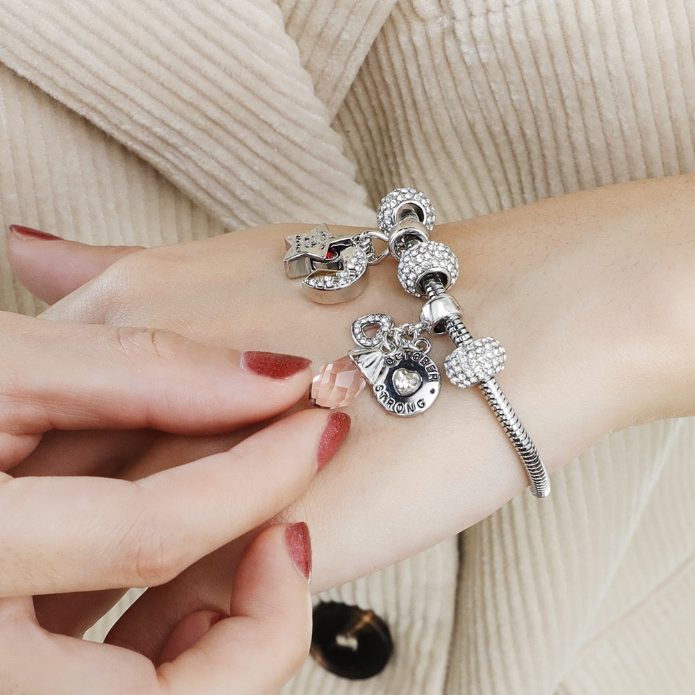 European And American-style Blush-pink Multi-strand Bracelet Couples Crystal Bracelet