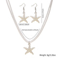 New Cross-border Bohemian Beach Jewelry Set For Women, Ocean Style Starfish Pendant Matching Earrings & Versatile Unique Necklace