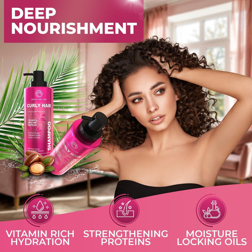 Curly Shampoo and Conditioner Set Sulfate Free 14 Fl Oz Set of 2 Moisturizing Formula Deep Treatment for Curly and Permed Hair Women and Men