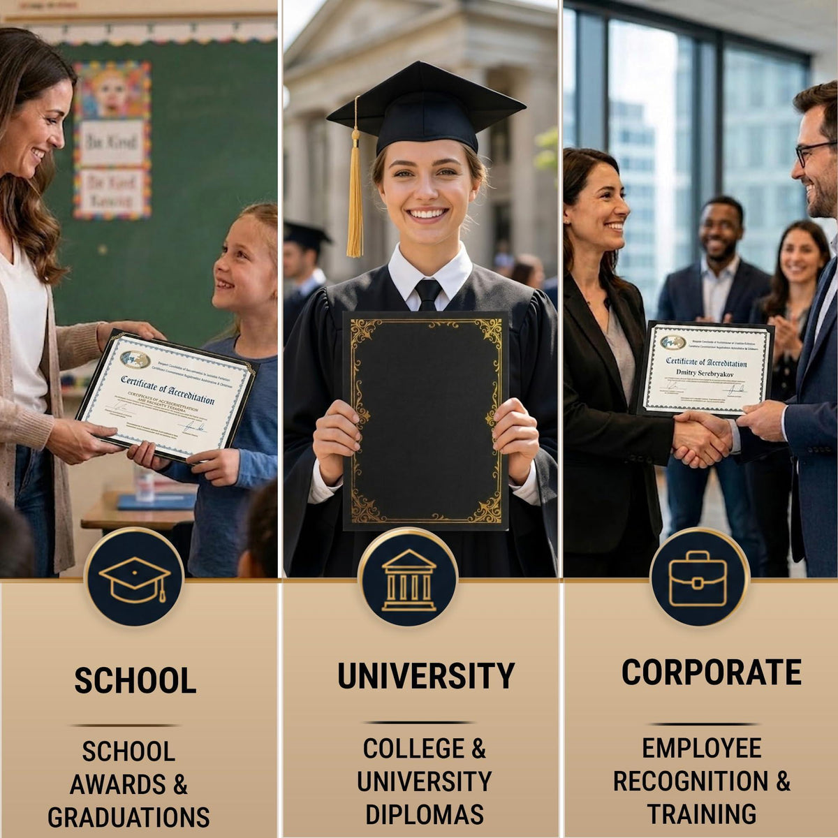 30 Pack Single Sided Certificate Holders 8.5x11 Black Award Certificate Folders with Gold Foil Border Cardstock Covers Letter Size Graduation Certificate Sleeves Protective Diploma Holders Bulk