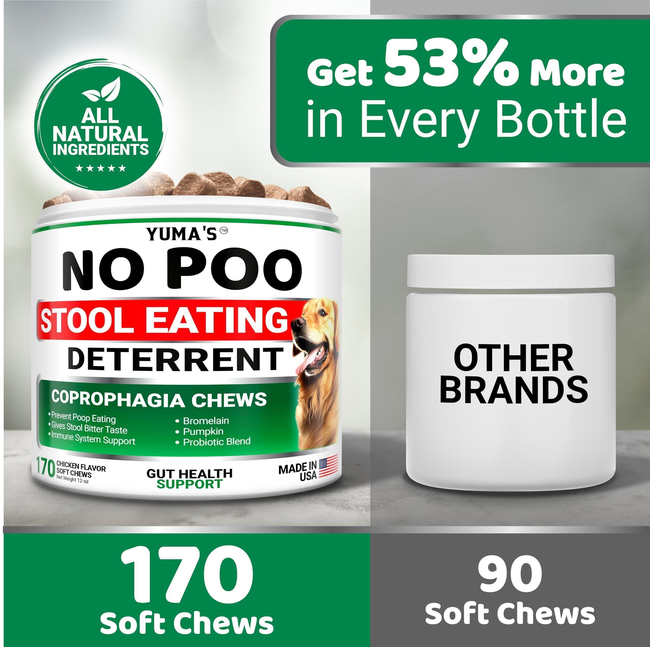 No Poo Chews for Dogs 170 Count Coprophagia Deterrent Probiotics