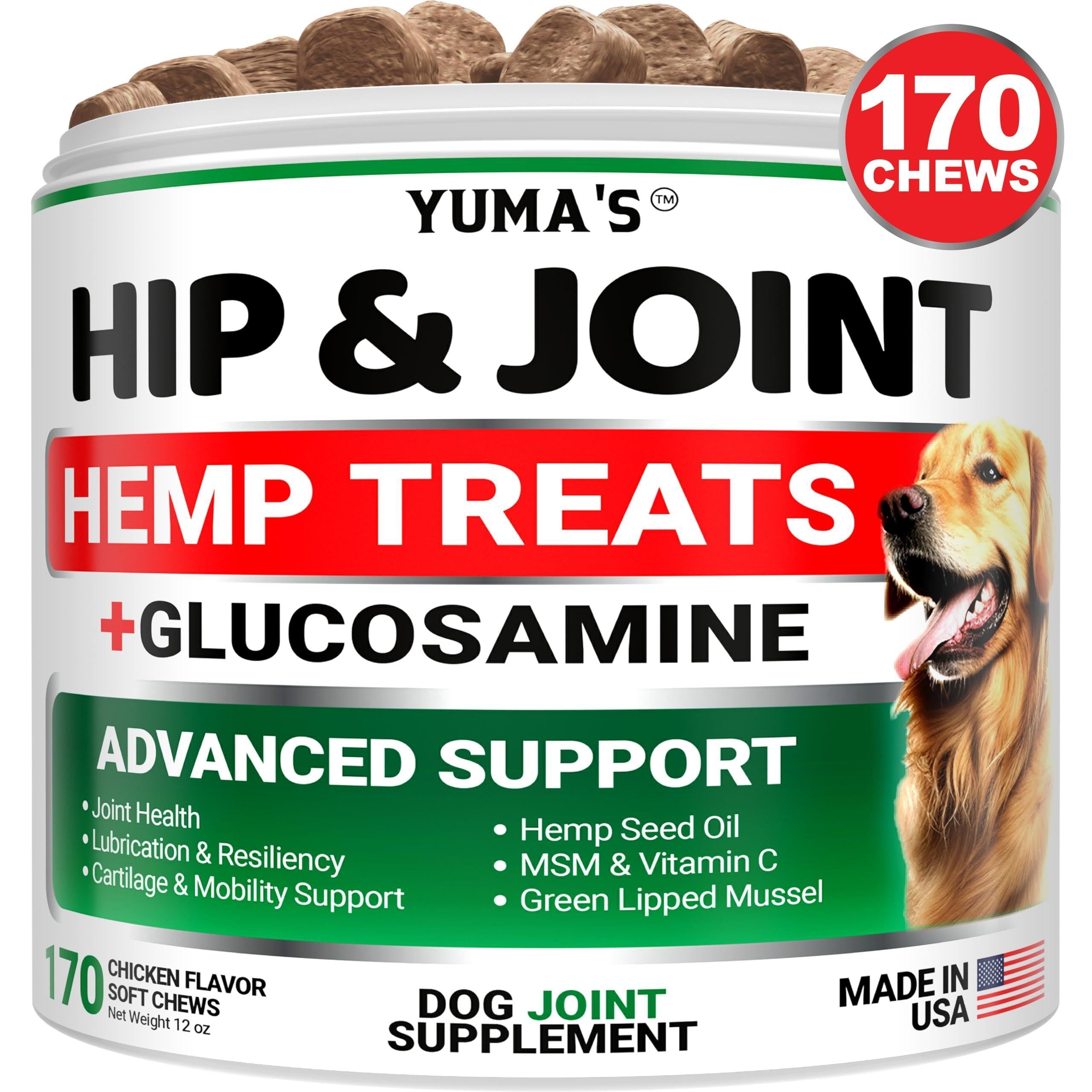 Hemp Hip & Joint Supplement for Dogs Glucosamine & MSM Joint Pain Relief