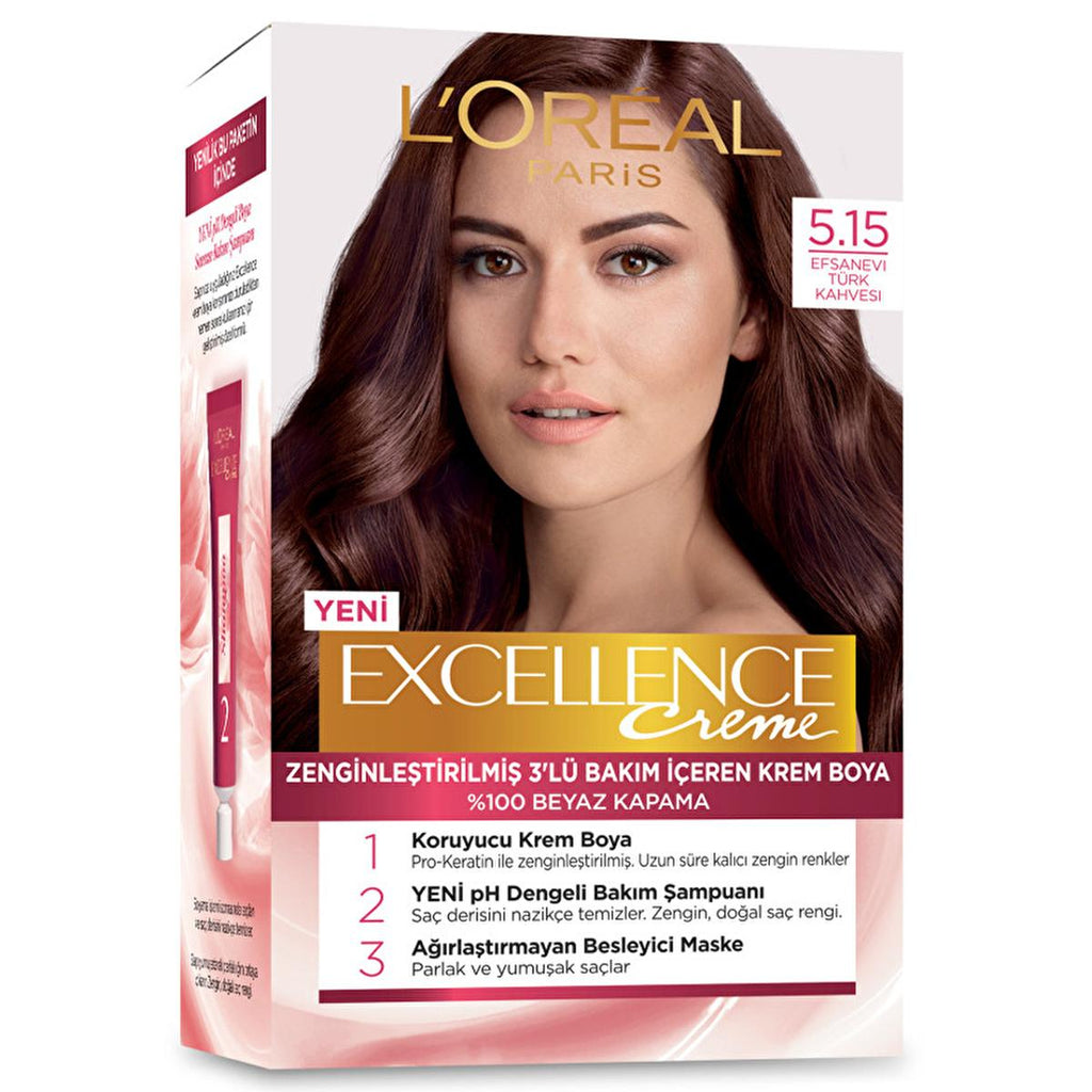 Loreal Paris Excellence Creme Hair Dye - 100% White Hair Coverage, Nourishing & Long-Lasting Color
