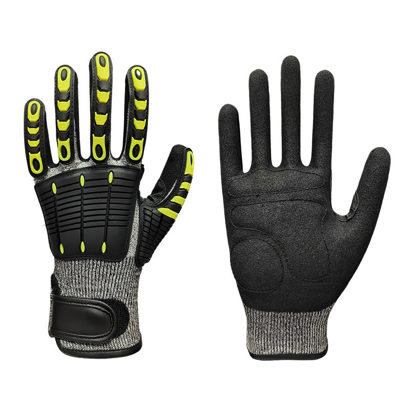 Heavy Duty TPR Impact Gloves - Cut Resistant Mechanics Work Gloves With Anti-Crush Finger Protection, Oil Resistant & Anti-Slip Grip For Construction  Rigging