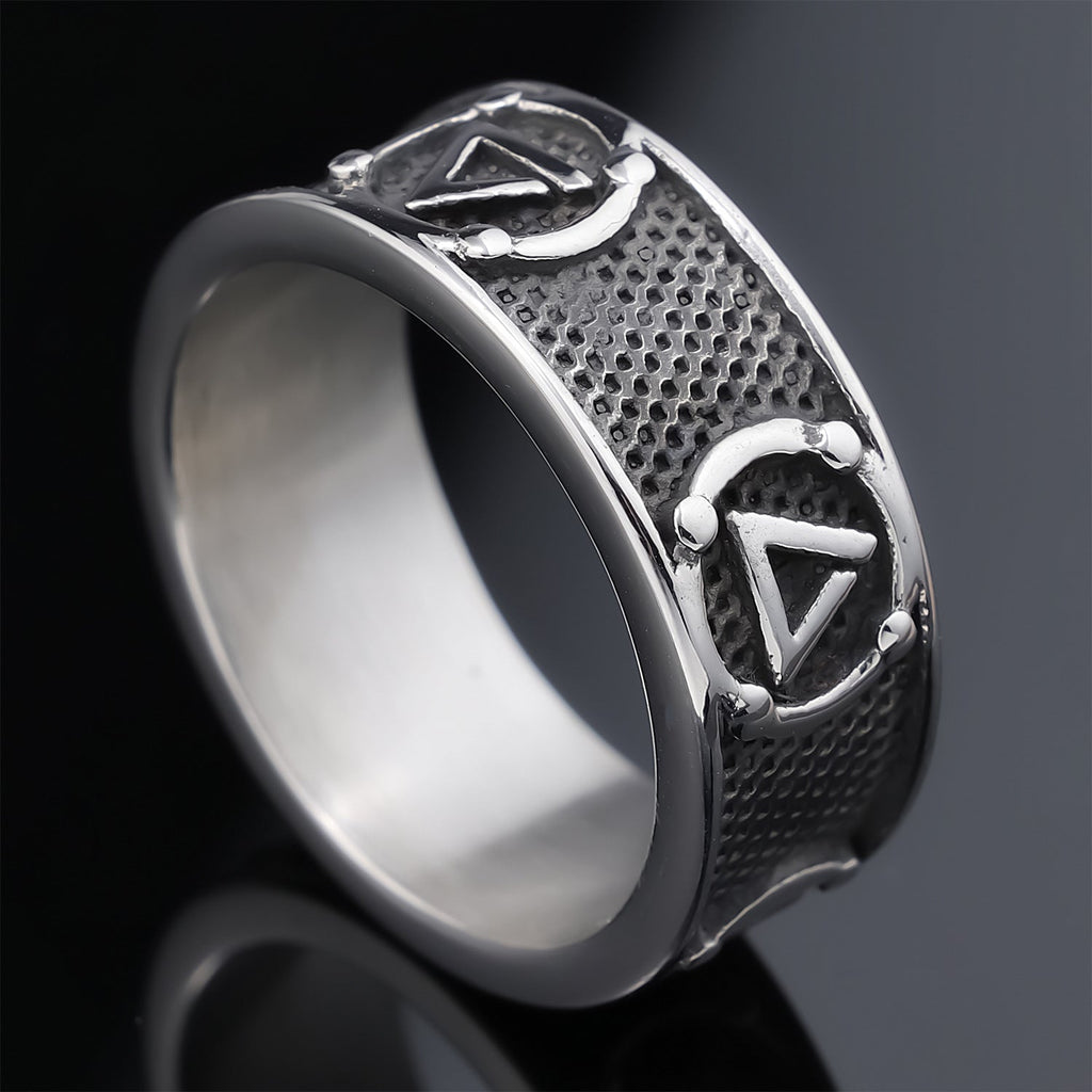 Retro-textured Personalized Stainless Steel Ring