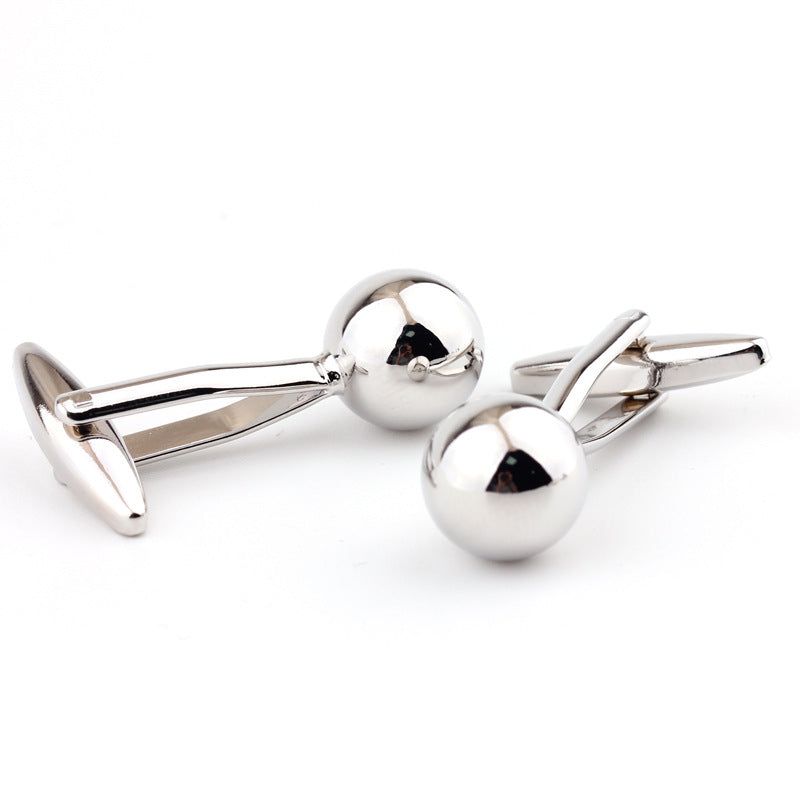 Silver Steel Ball Shape Metal Cufflinks French Shirt Men's Cufflink