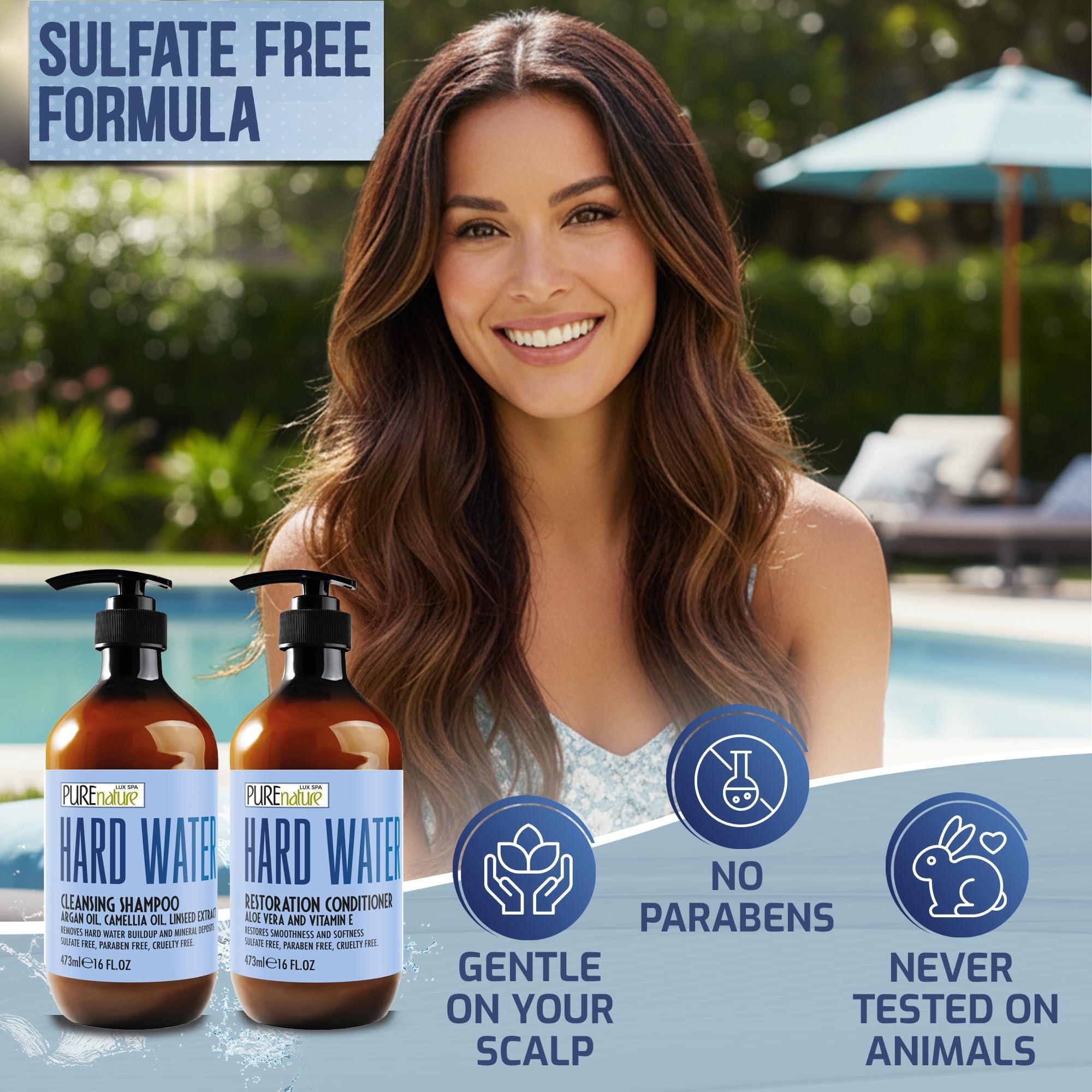 Hard Water Shampoo and Conditioner Set  16 Fl Oz Set of 2 Sulfate Free and Paraben Free Chelating Action Moisturizing Professional Formula for Women and Men Hydrating Swim Safe Formula