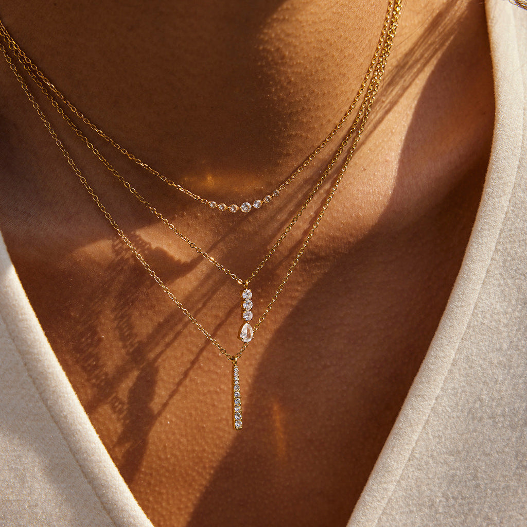 Titanium Steel Zircon Necklace Womens Jewelry Stainless Steel Earrings That Wont Fade