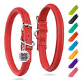 Red Ultra Soft Rolled Leather Dog Collar for Small Dogs 13  16 inch Neck  Soft