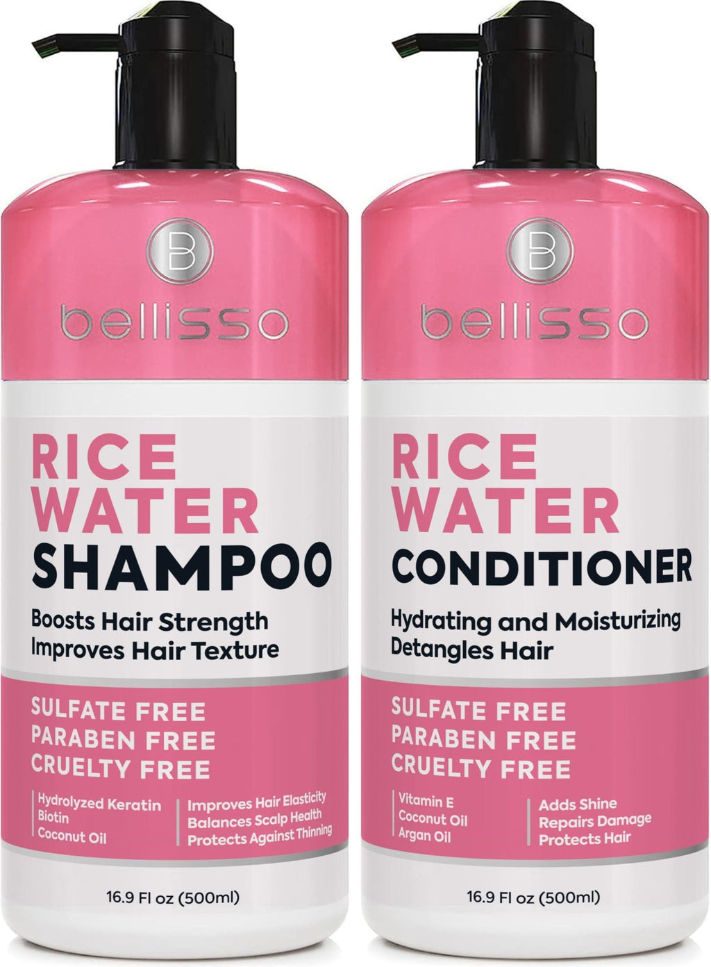 Rice Water Shampoo and Conditioner Set   Sulfate Free for Thin and Fine Hair