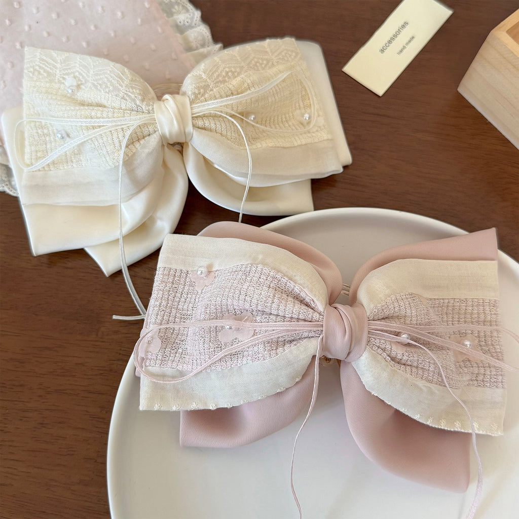 New Sweet Lace Fabric Bow Ponytail Clip