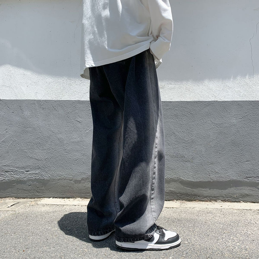 High-end Wide Leg Slimming Motorcycle Stitching Jeans