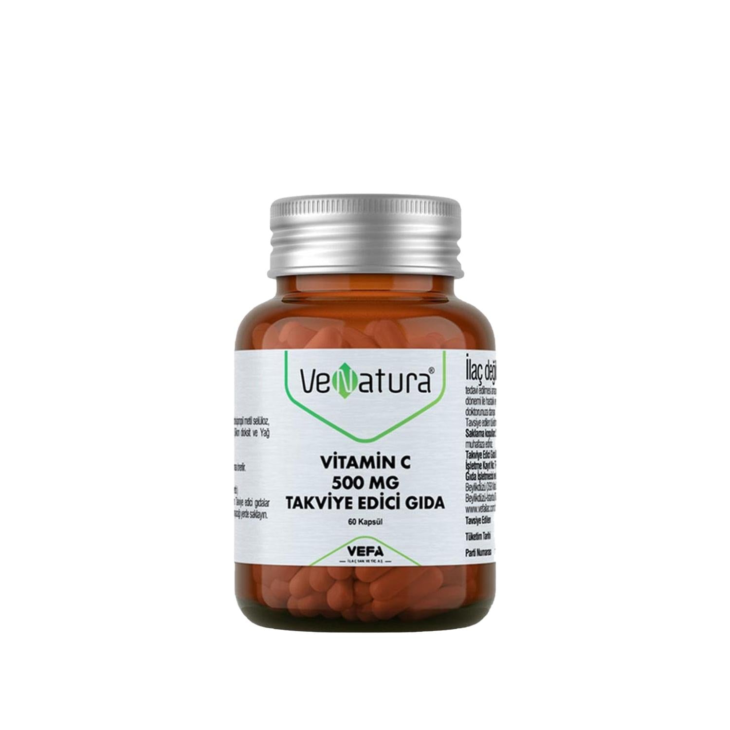 VeNatura Vitamin C Supplement 500mg - 60 Capsules for Immune System Support & Energy Boost