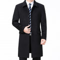 Mens Casual Long Wool Coat