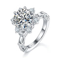 S925 Sterling Silver 3ct Moissanite Ring, 9mm D-VVS1 Star Halo Split Shank, Platinum Plated US Sizes 5-9, GRA Certified Gift Box