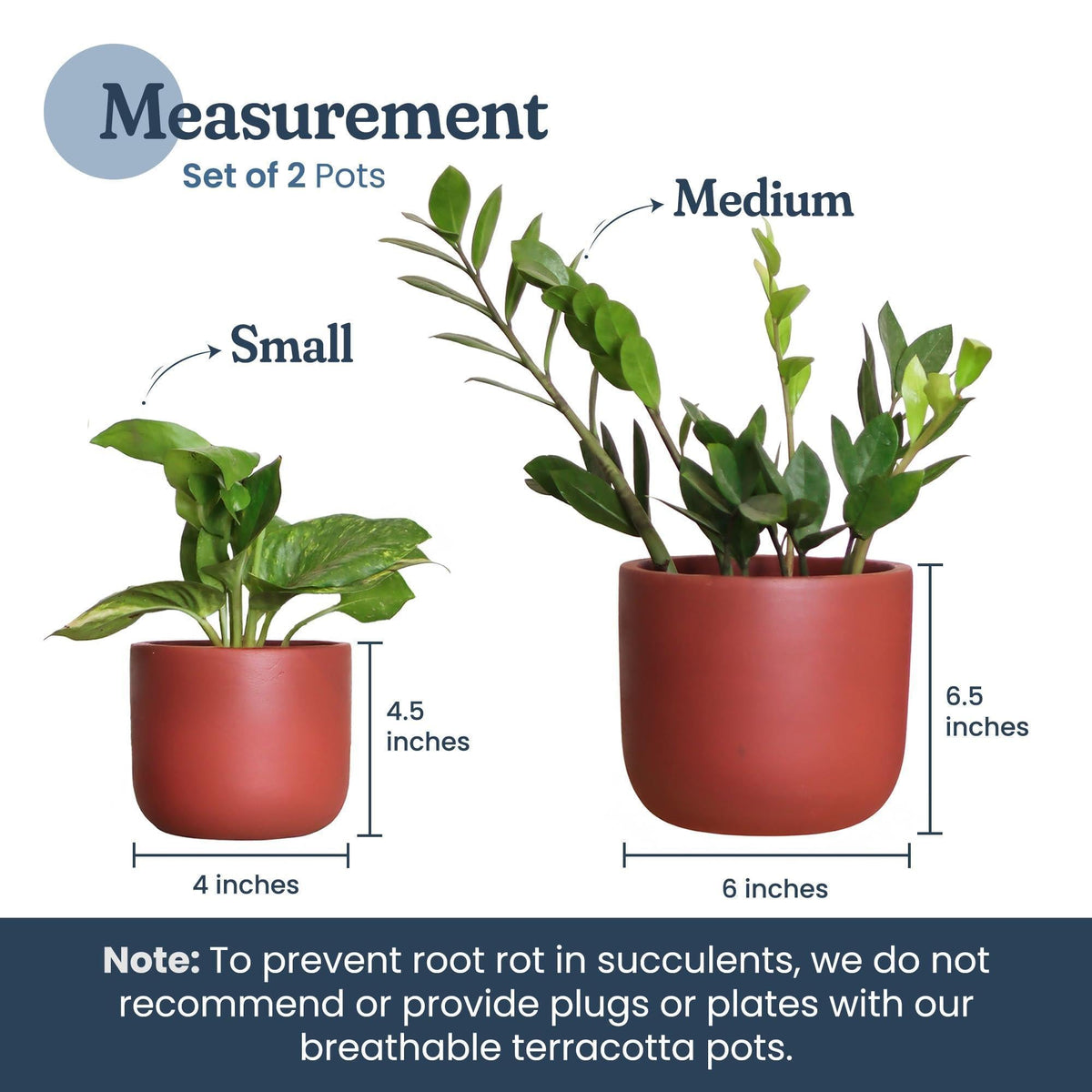 4 Inch and 6 Inch Terracotta Pot Set of 2 Ceramic Planter Clay Pots for Indoor Plants Succulent Planter with Drainage Hole and Mesh Net DIY Craft Garden & Home Decor