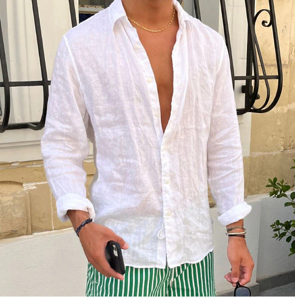 Solid-color Casual Everyday Long-sleeve Lapel Springsummer Clothing