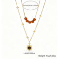 Cross-border Vintage Sunflower Tiger's Eye Necklace For Women, Niche Design Premium Texture Stackable Clavicle Chain Matching Jewelry