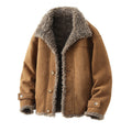 Oversized Faux Lambskin Jacket With A Fur Lining Fleece Lining And A Thicker Design Complete With A Lapel Collar