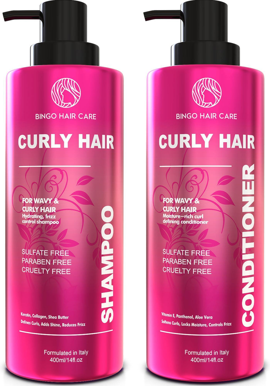 Curly Shampoo and Conditioner Set Sulfate Free 14 Fl Oz Set of 2 Moisturizing Formula Deep Treatment for Curly and Permed Hair Women and Men