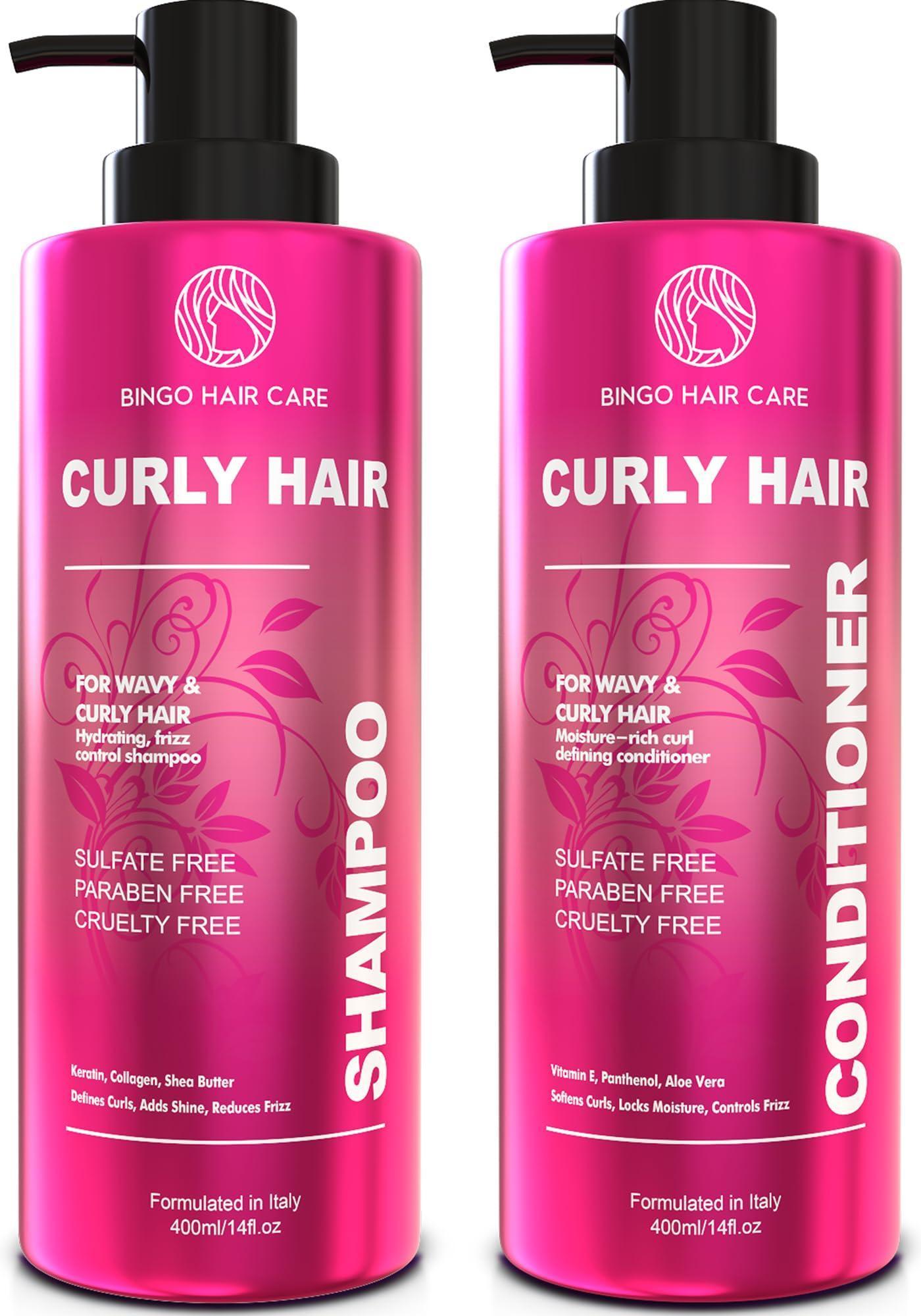Curly Shampoo and Conditioner Set Sulfate Free 14 Fl Oz Set of 2 Moisturizing Formula Deep Treatment for Curly and Permed Hair Women and Men