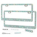 2 Pack Bling License Plate Frames for Women Sparkling Rhinestone License Plate Frame 12.16x6.18 inch with Screws Caps for Easy Installation Cute Bling Car Accessories for Women